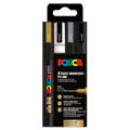 UNI POSCA akrilfilctoll készlet, PC-3M 4db ÜNNEPI SZÍNEK