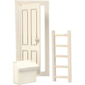 Natúr fa ajtó, postaládával, létrával 