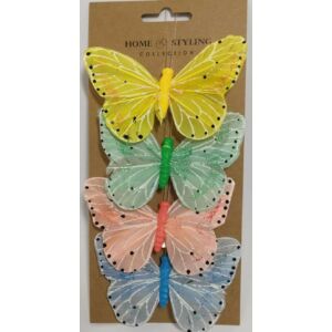 Pillangó csipeszes 4 db/cs vegyes színek 9,5x6cm