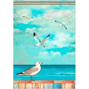 Rizspapír A4 - Blue Dream seagulls