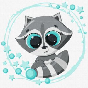 Számozott kifestő - Mosómedve 30x30 cm