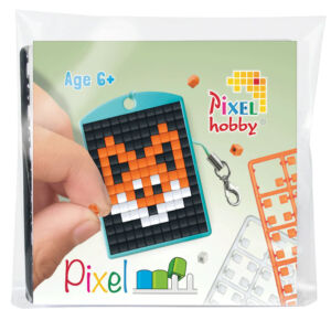 Pixel kulcstartó szett, színes alaplappal - RÓKA