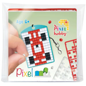 Pixel kulcstartó szett, színes alaplappal - VERSENYAUTÓ