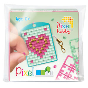 Pixel kulcstartó szett, színes alaplappal - SZÍV