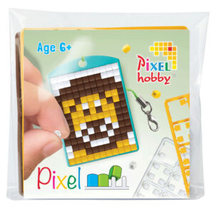 Pixel kulcstartó szett, színes alaplappal - OROSZLÁN