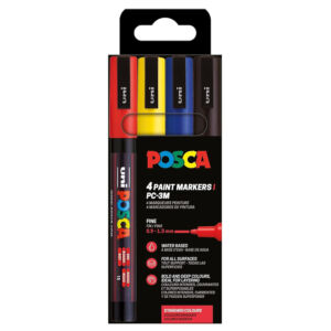 UNI POSCA akrilfilctoll készlet, PC-3M 4db ALAPSZÍNEK