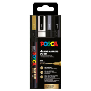 UNI POSCA akrilfilctoll készlet, PC-3M 4db ÜNNEPI SZÍNEK