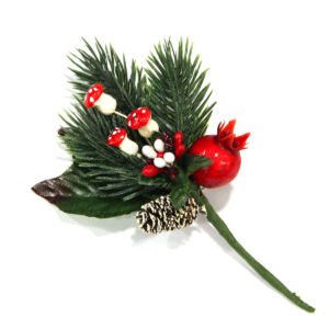 Karácsonyi gombás, bogyós betűző 15 cm