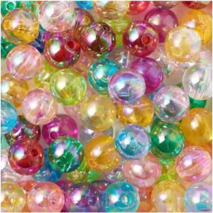Gyöngykészlet, műanyag színes átlátszó irizált mix 14g