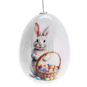 Nyuszi mintás dekor tojás B, 10cm