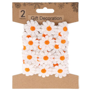 Virágos szalag 2m, Fehér virág narancs bibével
