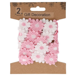 Virágos szalag 2m, Fehér virág narancs bibével