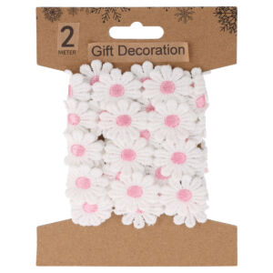 Virágos szalag 2m, Fehér virág rózsaszín bibével