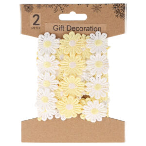 Virágos szalag 2m, Fehér és sárga virágok
