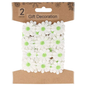 Virágos szalag 2m, Fehér virág zöld bibével