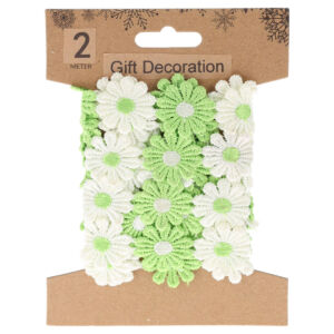 Virágos szalag 2m, Fehér és zöld virágok