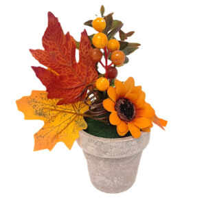 Őszi asztaldísz, beton hatású kaspóban 21cm A