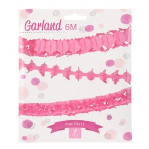 Csipkés papírgirland RÓZSASZÍN 6m