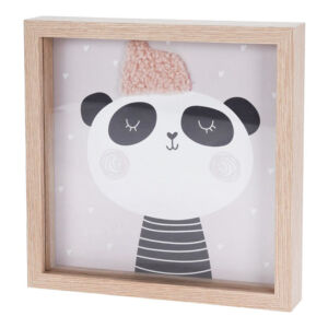 Fa képkeret, maci dekorációval 20x20 cm