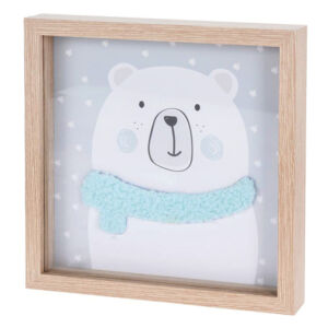 Fa képkeret, maci dekorációval 20x20 cm