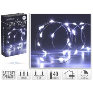 drótos ledfüzér, 40db-os, hideg fényű