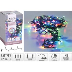 Ledfüzér, 48db-os, időzítős, színes