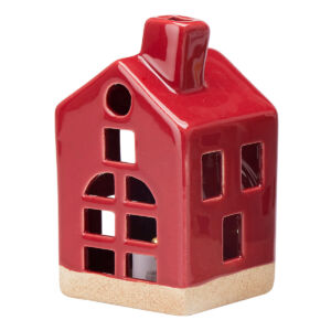 Kerámia házikó LED-es, 11cm BORDÓ