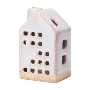 Kerámia házikó LED-es, 11cm FEHÉR