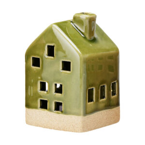 Kerámia házikó LED-es, 11cm ZÖLD