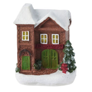 téli mini házikó LED világítással