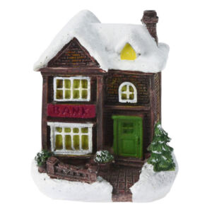 téli mini házikó LED világítással