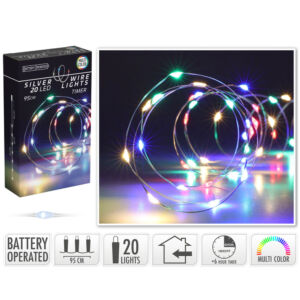 drótos ledfüzér, 20db-os, színes