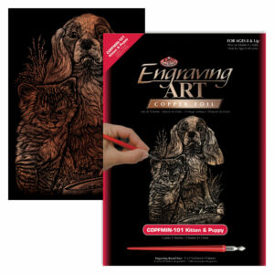 Mini karckép réz - Kiskutya és cica