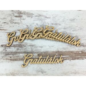 Natúr fafelirat "GRATULÁLOK" 9,5x3cm