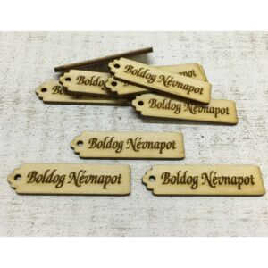 Natúr fatábla- "BOLDOG NÉVNAPOT" 6,5x1,6cm