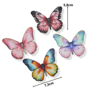 Színes fatábla - Pillangók 7cm, 4db