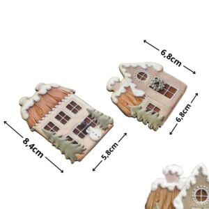 Színes fatábla - Téli házak 6-9cm, 2db
