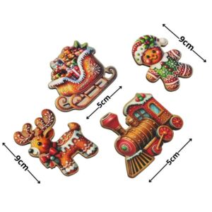 Színes fatábla - Mézeskalács figurák 5-9cm, 4db