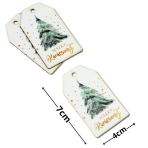 Színes fatábla - Boldog Karácsonyt zöld fenyővel 7cm, 3db