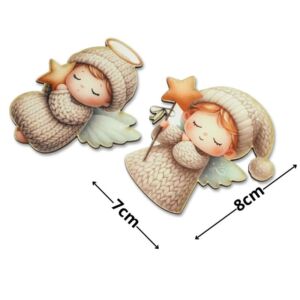 Színes fatábla - Angyalkák 7x8cm, 2db