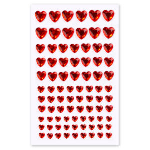 Szív alakú, öntapadós strasszkő mix 84db