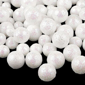 Csillámos dekorgolyó 1,5cm fehér