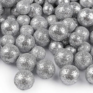 Csillámos dekorgolyó 1,5cm ezüst