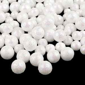 Csillámos dekorgolyó 1 cm fehér