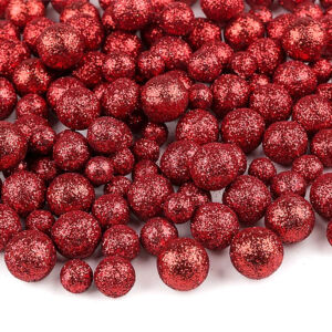 Csillámos dekorgolyó 1cm piros