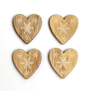 Fafigura csomag, natúr szívek 4db/csomag