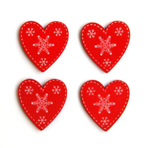 Fafigura csomag, piros szívek 4db/csomag
