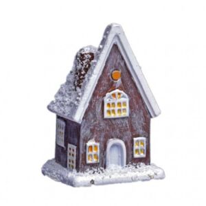 Házikó poly 5x3cm barna-fehér