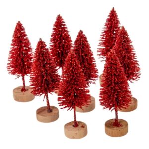 Glitteres piros fenyőfa 6cm/8db