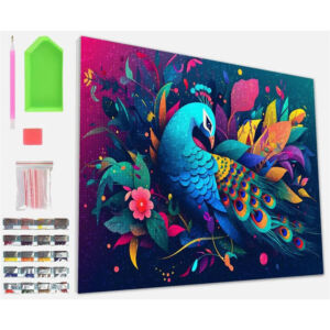 Gyémántszemes kirakó 30x40 cm, Páva